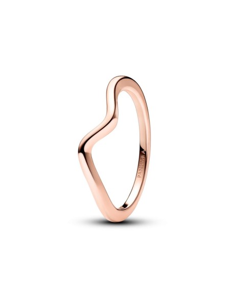 Anillo con un recubrimiento en oro rosa de 14k Ola Pulida