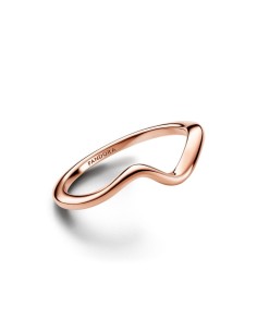 Anillo con un recubrimiento en oro rosa de 14k Ola Pulida 2