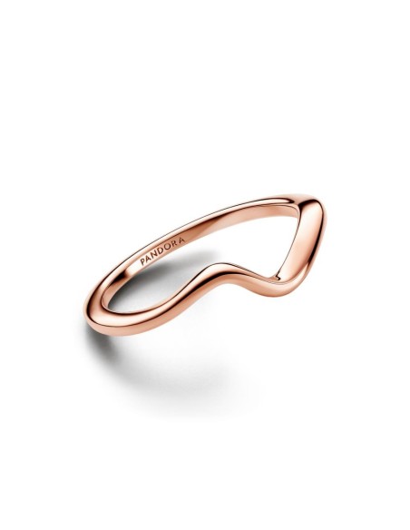 Anillo con un recubrimiento en oro rosa de 14k Ola Pulida