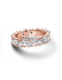 Anillo con un recubrimiento en oro rosa de 14k Banda Brillante Alterna​ 2