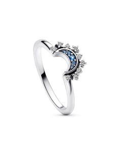Anillo en plata de ley Luna Celestial Azul Brillante Pandora