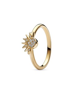 Anillo con un recubrimiento en oro de 14K Sol Celestial Brillante Pandora