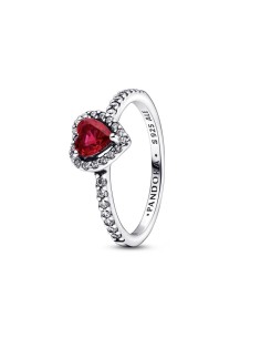 Anillo en plata de ley Corazón Nivelado Rojo Brillante