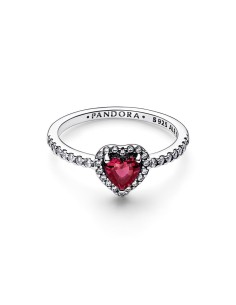 Anillo en plata de ley Corazón Nivelado Rojo Brillante 2