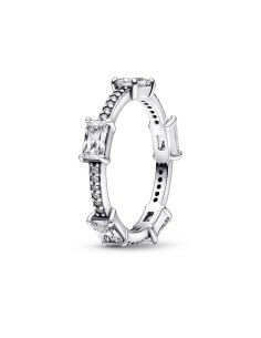 Anillo en plata de ley Barras Rectangulares Brillantes en Pavé  