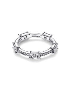 Anillo en plata de ley Barras Rectangulares Brillantes en Pavé   2