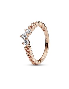 Anillo con un recubrimiento en oro rosa de 14k Tiara Real Remolino Pandora