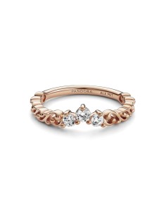 Anillo con un recubrimiento en oro rosa de 14k Tiara Real Remolino Pandora 2