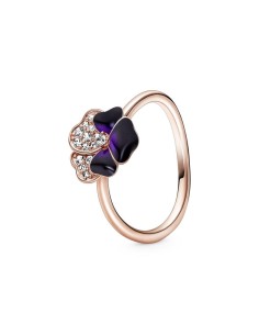 Anillo con un recubrimiento en oro rosa de 14k Flor Pensamiento Morado
