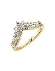 Anillo Pandora Timeless con un recubrimiento en oro de 14k Tiara Deseo 2