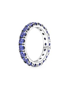 Anillo de plat ade ley Eternity Brillante con cirstales azules