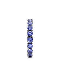 Anillo de plat ade ley Eternity Brillante con cirstales azules 2