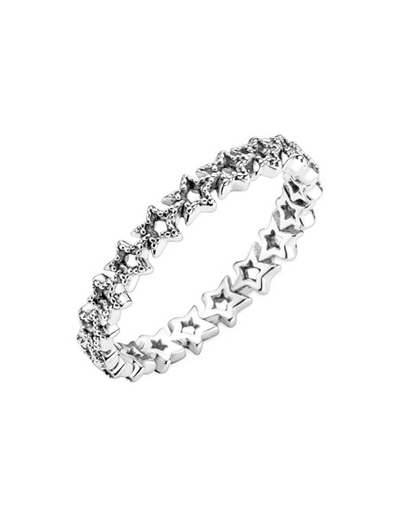 Anillo e plata de ley Banda de Estrellas Asimétricas