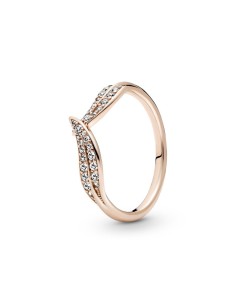 Anillo Pandora Hoja rosa con circonitas cúbicas transparentes