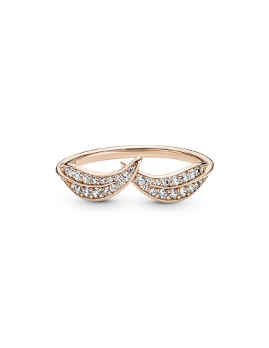 Anillo Pandora Hoja rosa con circonitas cúbicas transparentes