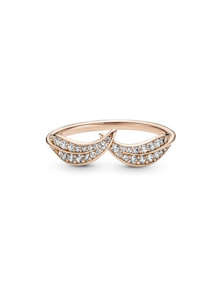 Anillo Pandora Hoja rosa con circonitas cúbicas transparentes