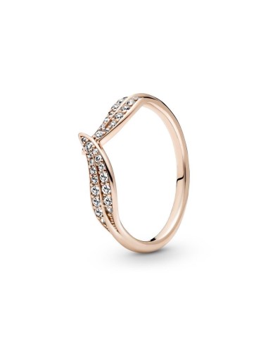 Anillo Pandora Hoja rosa con circonitas cúbicas transparentes