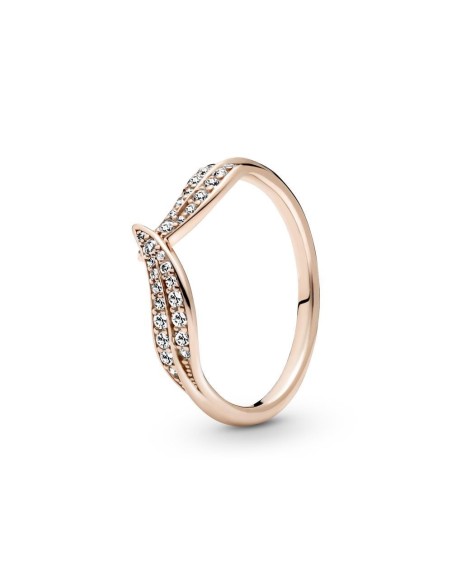 Anillo Pandora Hoja rosa con circonitas cúbicas transparentes