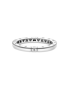 Anillo Pandora de plata de ley con logo y circonita cúbica transparente 2