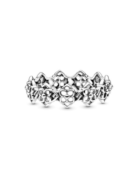 Anillo de plata de ley con flores