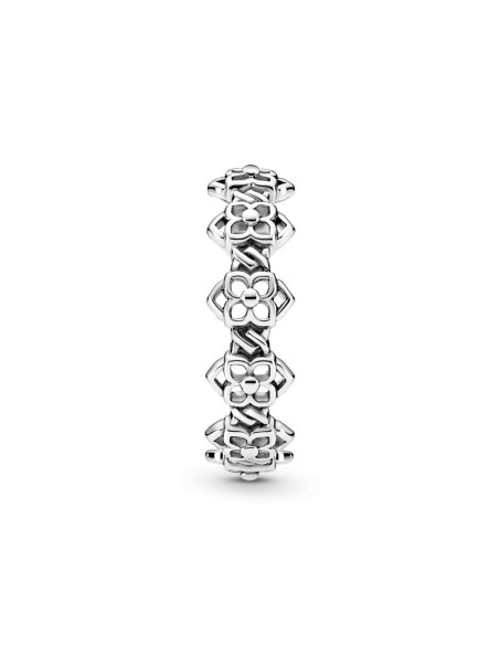 Anillo de plata de ley con flores