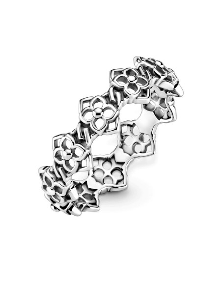 Anillo de plata de ley con flores