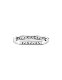ANILLO DE PLATA DE LEY CON BARRA FINA CON LOGO DE PANDORA Talla 52 2