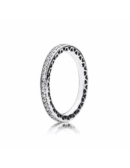 Sortija Pandora de plata con circonitas. Talla 54. 