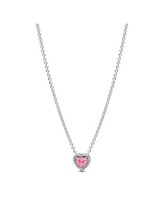 Collar en plata de ley Corazón Rosa Elevado