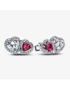 Pendientes de Botón Corazones Halo de Pandora en Plata de Ley con Circonitas Cúbicas