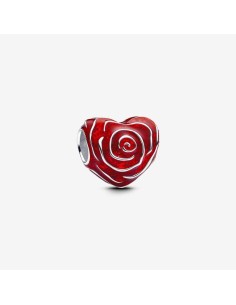 Charm Corazón de Rosa en Plata de Ley con Esmalte Rojo de Pandora
