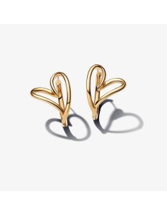 Pendientes de Aro con Corazón de Forma Orgánica en Baño de Oro de 14k de Pandora