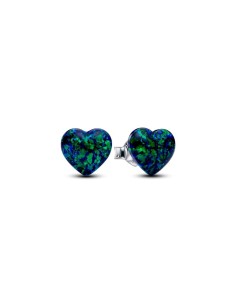 Pendientes de Botón Corazón Verde Opalescente