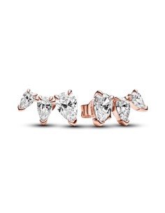 Pendientes de botón  con un recubrimiento en oro rosa de 14k Corte Pera Brillante​