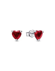 Pendientes de botón Corazón Rojo