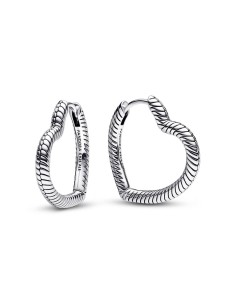 Pendientes de aro Pandora Moments en plata de ley Corazón para Charm Pandora