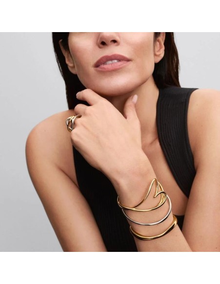  Brazalete de Corazón de Forma Orgánica de Pandora en Baño de Oro de 14k