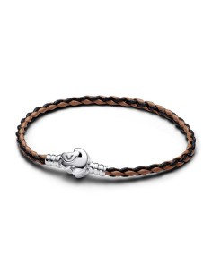 Pulsera en plata de ley Pandora Moments en Cuero Trenzado con Cierre El Rey León de Disney​ Pandora