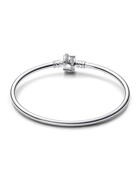 Pulsera Pandora de plata de ley con cierre de estrella y circonitas cúbicas transparentes