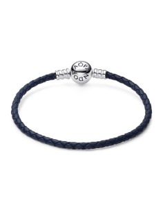 Pulsera Pandora Cuero Trenzado Azul 2