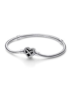 Pulsera Pandora Moments en plata de ley Cadena de Serpiente con Cierre Corazón Infinito Brillante Pandora