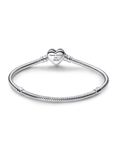 Pulsera Pandora Moments en plata de ley Cadena de Serpiente con Cierre Corazón Infinito Brillante Pandora
