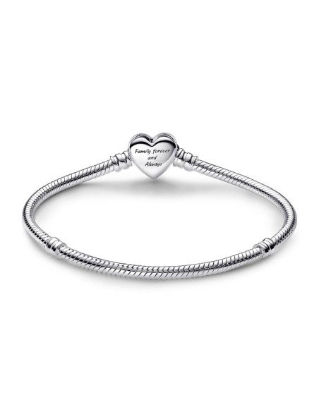 Pulsera Pandora Moments en plata de ley Cadena de Serpiente con Cierre Corazón Infinito Brillante Pandora