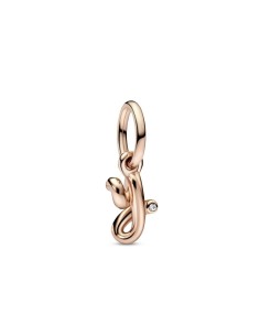 Charm Colgante con un recubrimiento en oro rosa de 14k Alfabeto Letra Minúscula Y​