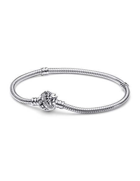 Pulsera Pandora Moments en plata de ley Cadena de Serpiente con Cierre Campanilla de Disney 