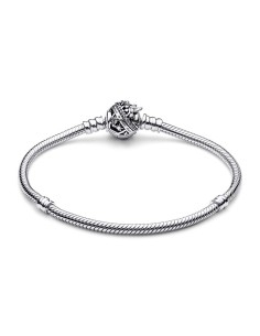 Pulsera Pandora Moments en plata de ley Cadena de Serpiente con Cierre Campanilla de Disney  2