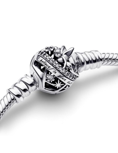 Pulsera Pandora Moments en plata de ley Cadena de Serpiente con Cierre Campanilla de Disney 