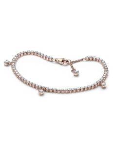 Pulsera Tenis con un recubrimiento en oro rosa de 14k Gotas Brillantes 