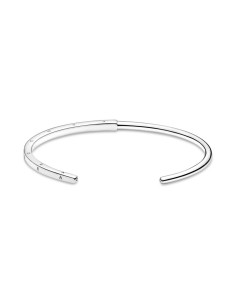 Brazalete abierto de plata de ley con logo Pandora Talla 3 2