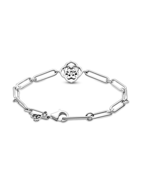 Pulsera Pandora de plata con cierre de mosquetón y flor
